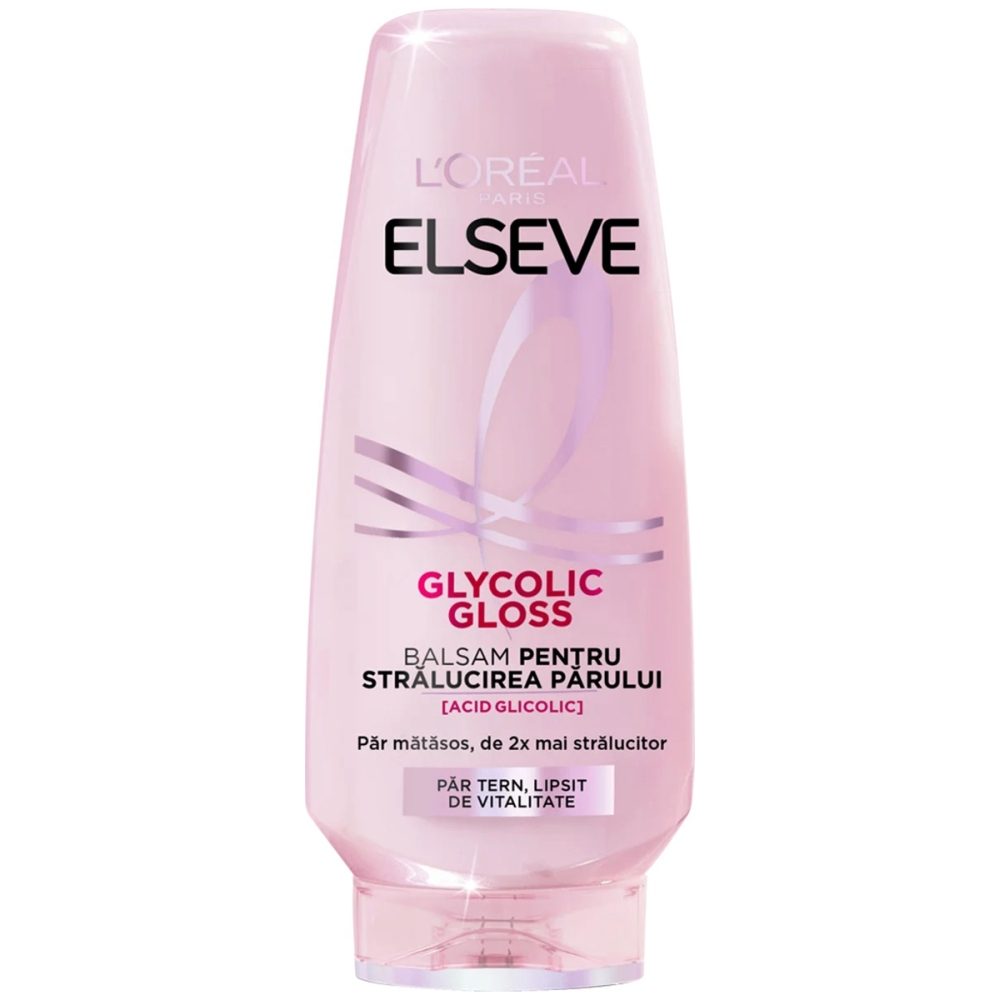L'Oréal Paris Elseve Glycolic Gloss, Balsam pentru Strălucire și Netezire, Formulă cu Complex cu Acid Glicolic, Pentru Păr Lipsit de Vitalitate, 200 ml