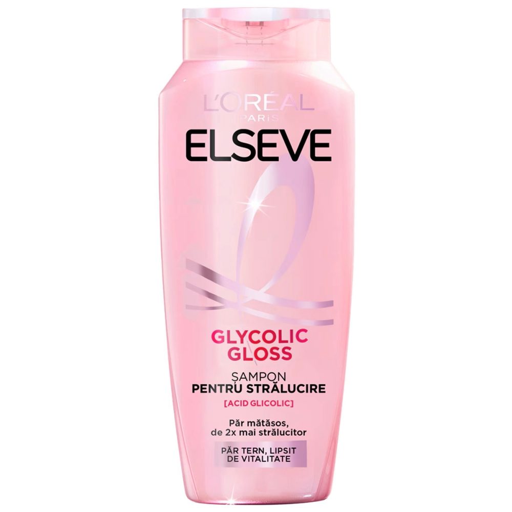 L'Oréal Paris Elseve Glycolic Gloss, Șampon pentru Strălucire și Netezire, Acid Glicolic, Păr Lipsit de Vitalitate, 250 ml