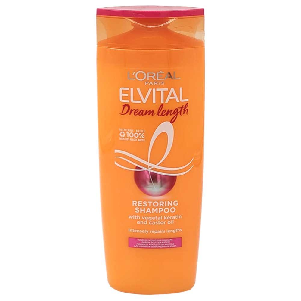 L'Oreal Paris Elseve Dream Long Sampon Reparator, Keratina Vegetala si Ulei de Ricin, Par Lung si Deteriorat, 400 ml