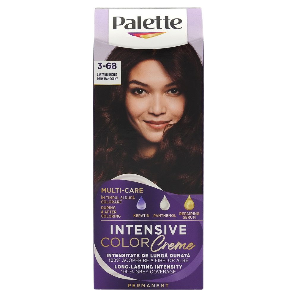 Vopsea de Par Permanenta Palette Intensive Color Creme, Formula cu Ulei de Marula, R2/3-68 Mahon Inchis