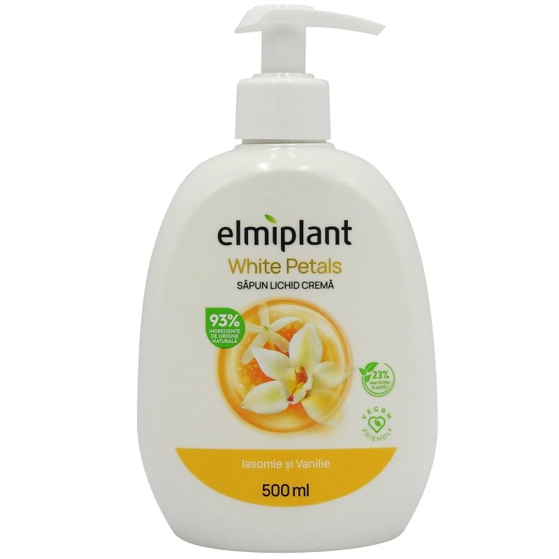Elmiplant Săpun Lichid Cremă, Curățare Delicată și Hidratare Intensă, Iasomie și Vanilie, 500 ml