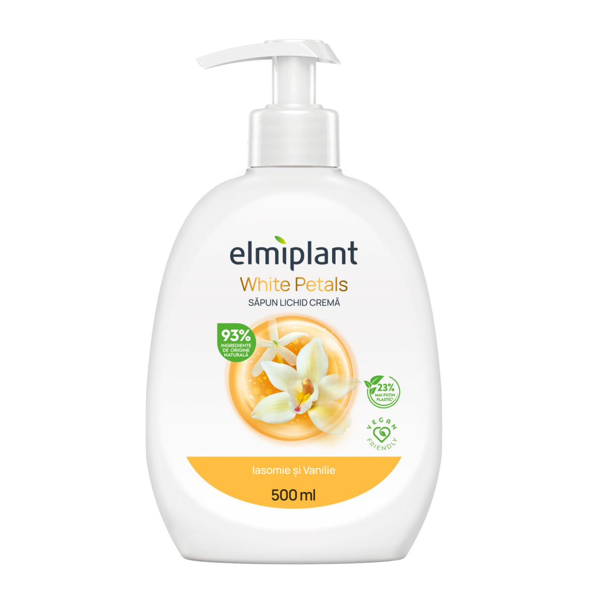 Elmiplant Săpun Lichid Cremă, Curățare Delicată și Hidratare Intensă, Iasomie și Vanilie, 500 ml