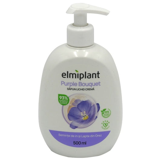 Elmiplant Sapun Lichid Crema, Hidratare Intensiva cu Seminte de In si Lapte de Orez, Formula Delicata de Curatare, Ingrediente Naturale, 500 ml