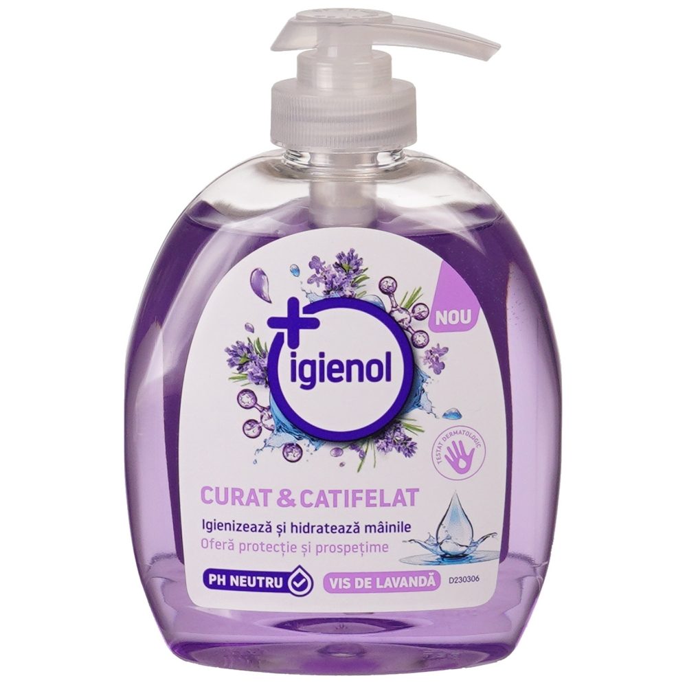 Igienol Sapun Lichid Antibacterian, Protectie si Hidratare, Extract de Lavanda, 300 ml