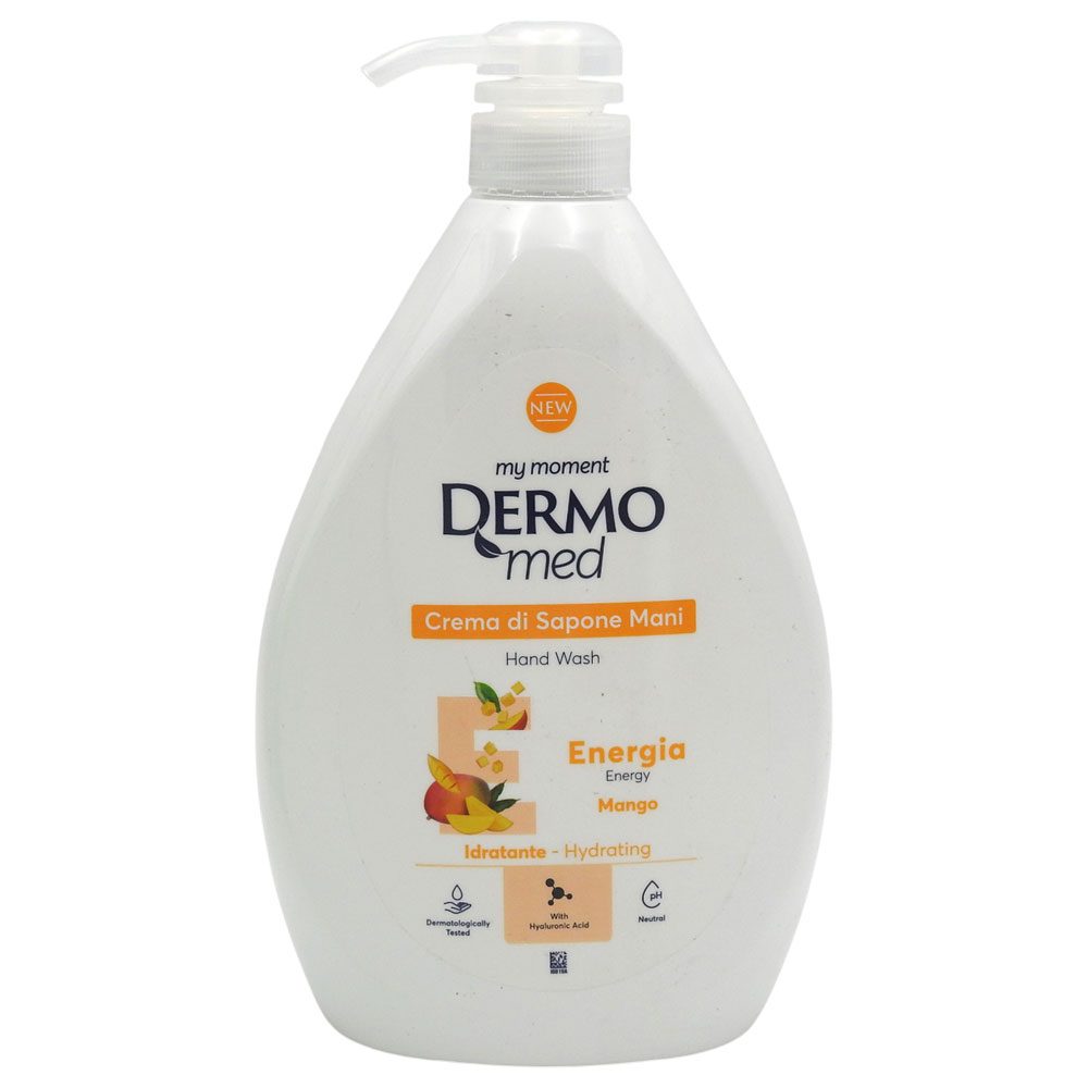 Sapun Lichid Dermomed, Rezerva cu Aroma de Mango si Fructul Pasiunii, Formula Hidratanta, Textura Cremosa, Flacon 1 L