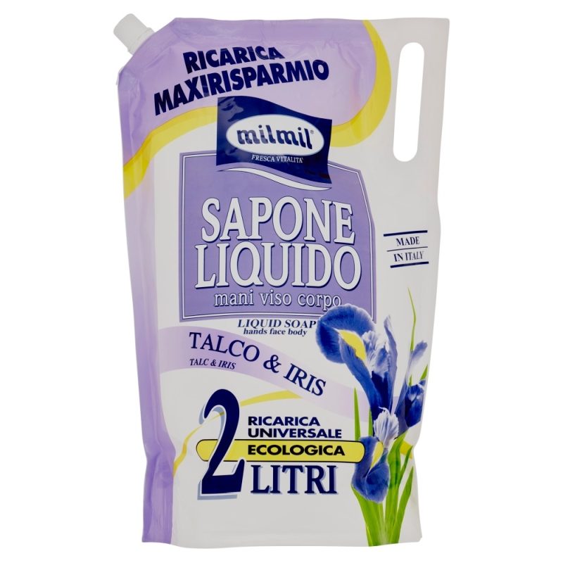 Milmil, Sapun Lichid Rezerva, Pudra de Talc si Iris, Bidon Reincarcare, 2 L