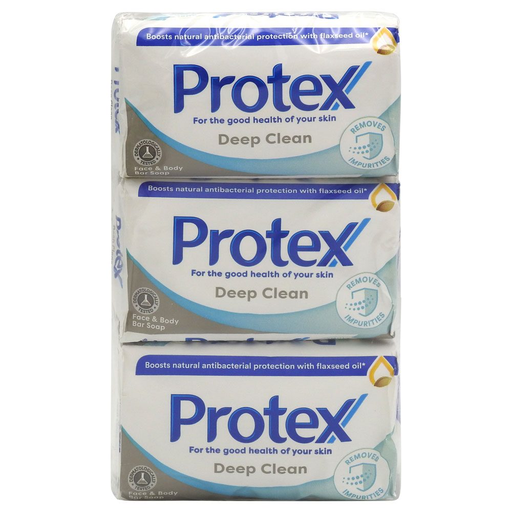 Sapun Solid Protex Deep Clean, Formula Antibacteriana cu Extract de Carbune, Curatare Profunda, Pachet 6 Bucati x 90 g