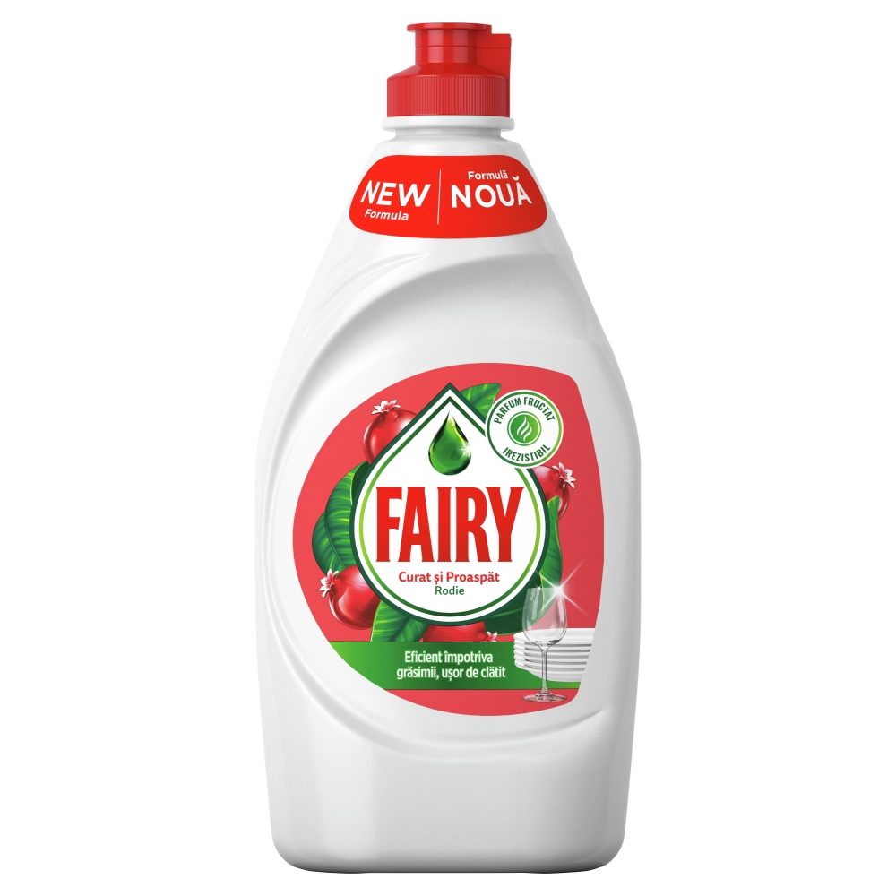 Fairy Detergent Lichid pentru Vase, Formula Puternica Degresanta fara Fosfati, Aroma de Rodie, 450 ml