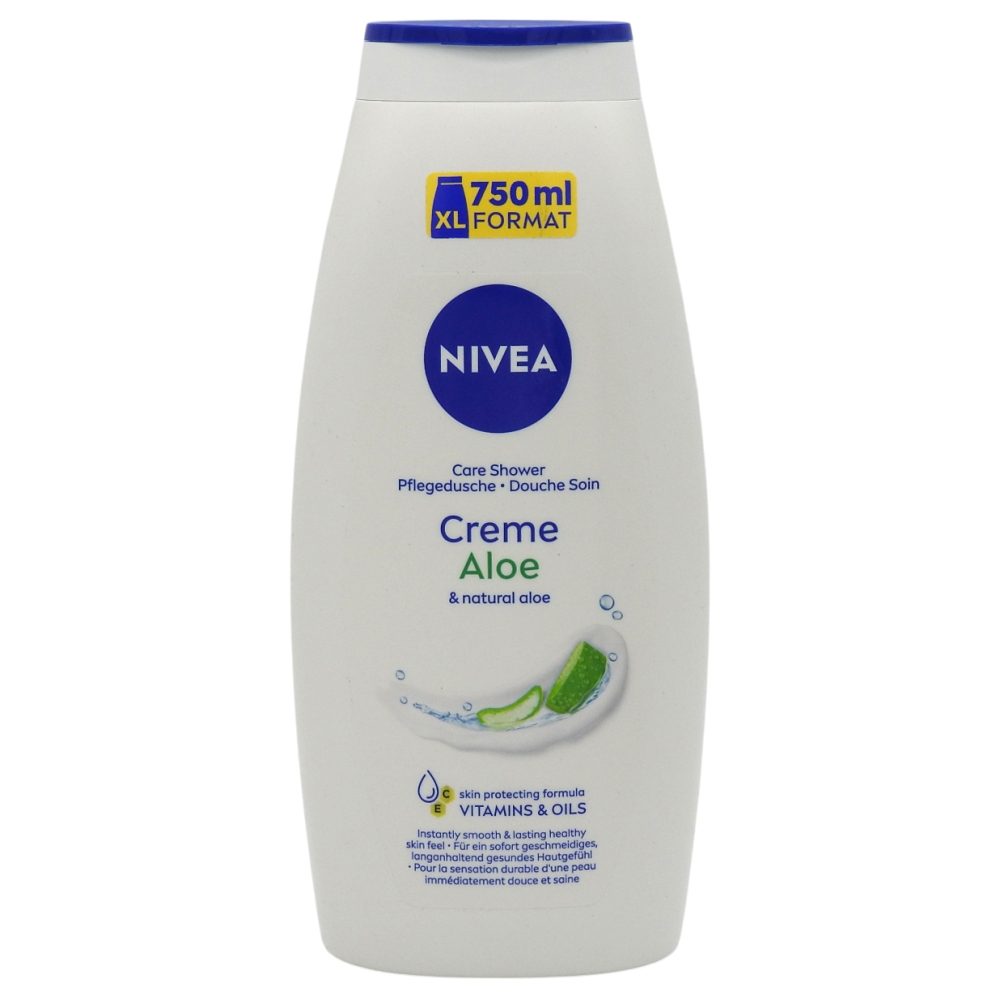 Nivea Gel de Dus si Spumant de Baie, Creme Aloe, Formula Regeneratoare cu Aloe Vera, Piele Normala, 750 ml