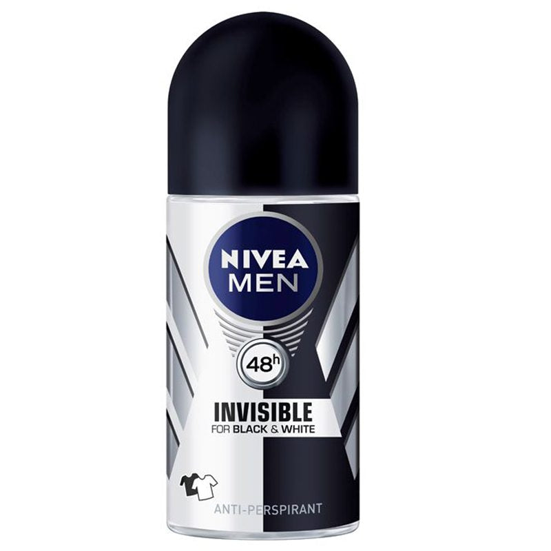 Nivea, Deodorant Antiperspirant Roll-On, Black & White Invisible Original, Protectie Impotriva Petelor Albe si Galbene, 50 ml