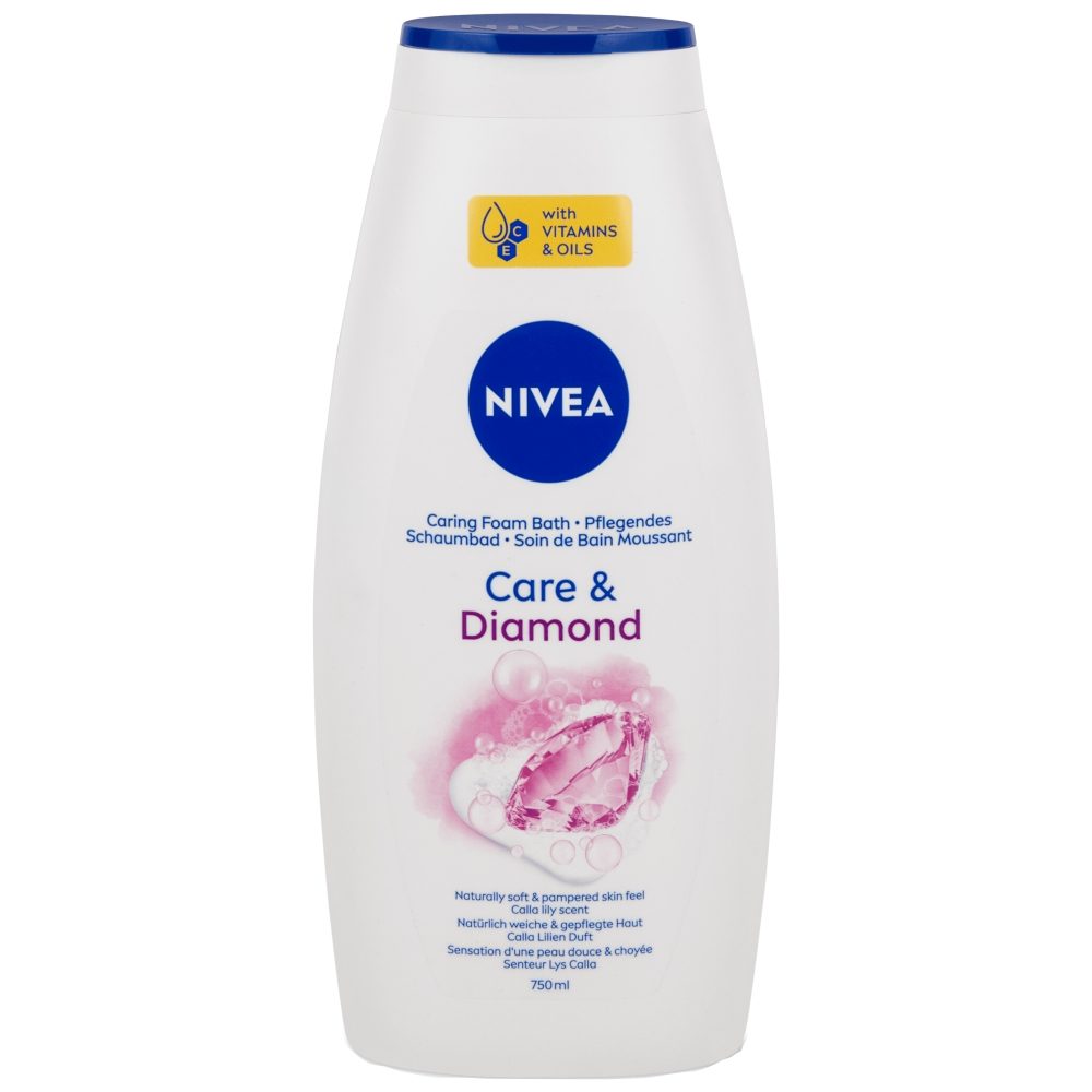 Nivea Care Diamond Gel de Dus si Spumant de Baie, Hidratare si Curatare, Parfum de Orhidee, pH Neutru, Piele Normala, 750 ml