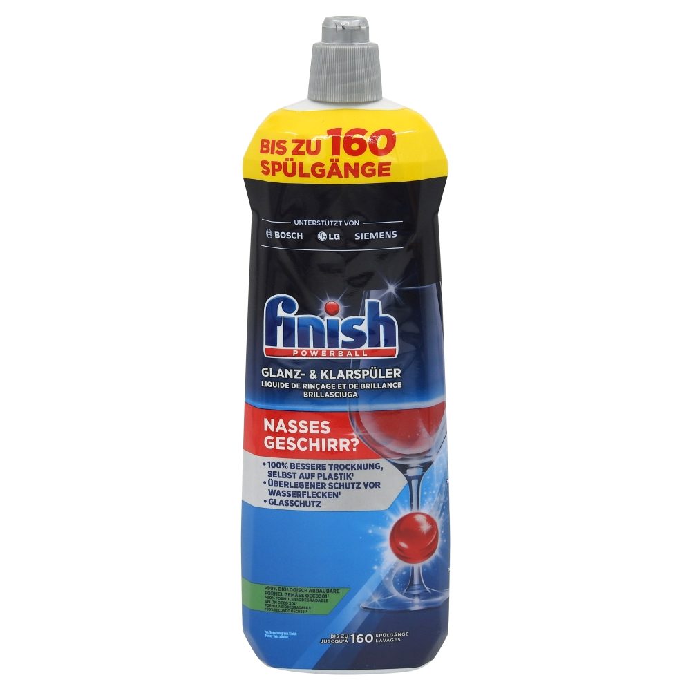 Finish Solutie de Clatire pentru Masina de Spalat Vase, Formula Anti-Urme si Uscare Rapida, Protectie Calcar, Format Lichid, 800 ml