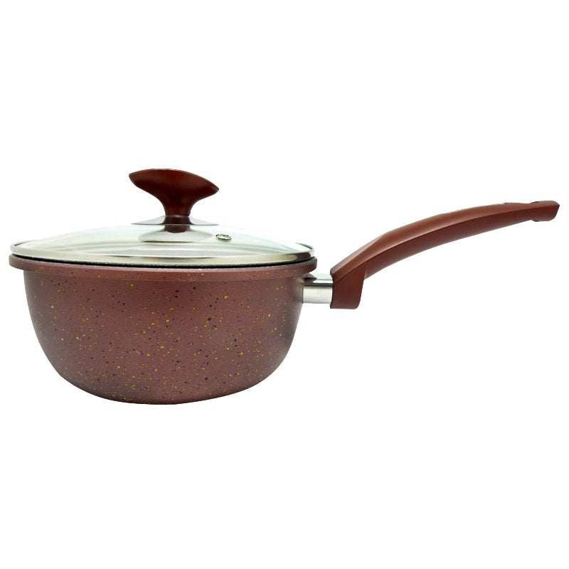 Schmitter Crăticioară cu Coadă și Capac, Aluminiu cu Bază 3 Straturi, Înveliș Ceramic, Compatibilă Gaz și Mașina de Spălat Vase, Maro Deschis, 18 cm, 2 L