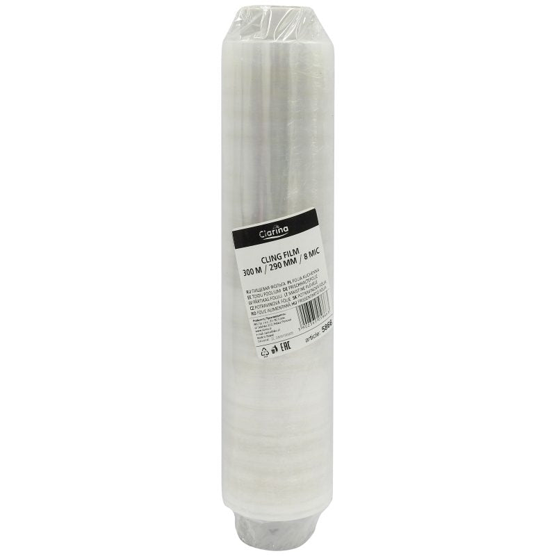 Clarina, Folie Alimentara de Prospetime, Rola XXL pentru Conservare Alimente, Plastic Transparent, 300 m x 29 cm