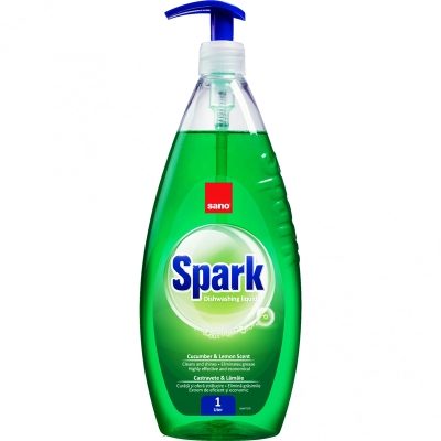 Sano Spark Detergent Lichid pentru Vase, Parfum de Castravete și Lămâie, Concentrat, Recipient 1 L