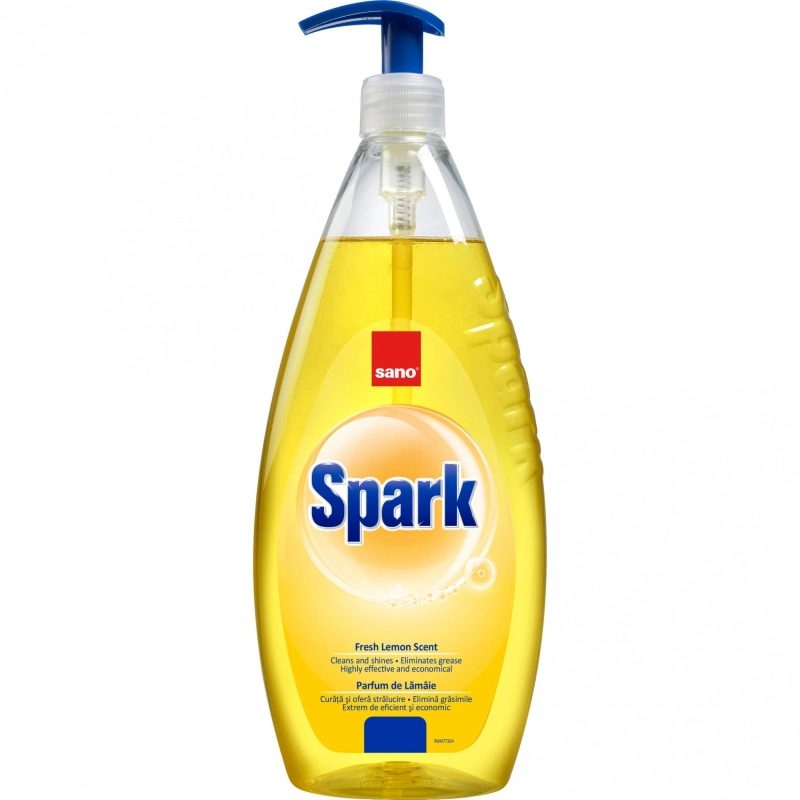 Sano Spark Detergent Lichid Pentru Vase, Putere Mare De Degresare Cu Extract De Lamaie, Recipient Cu Pompa, 700 ml