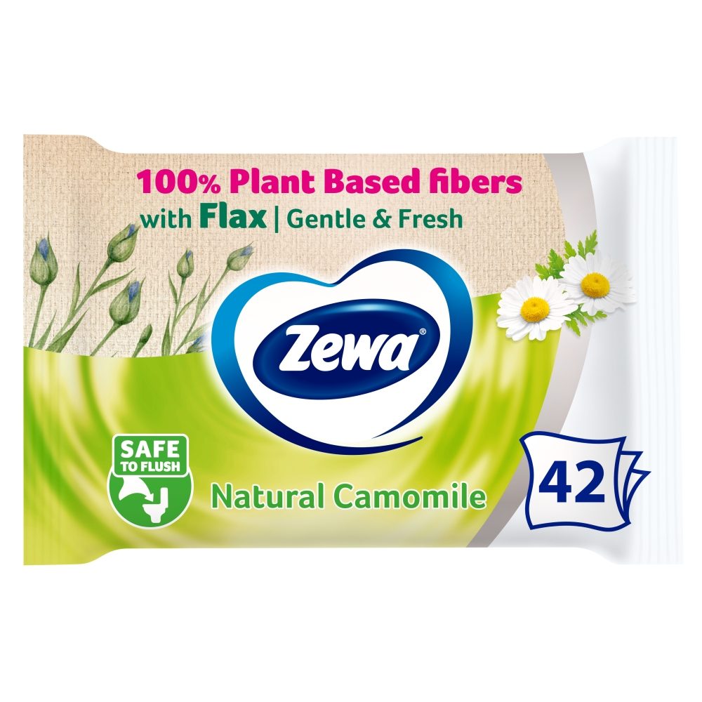 Zewa, Hartie Igienica Umeda Camomile, Textura Fina si Delicata, Material Celuloza Biodegradabila, Fara Parfum, Culoare Alb, 42 Bucati