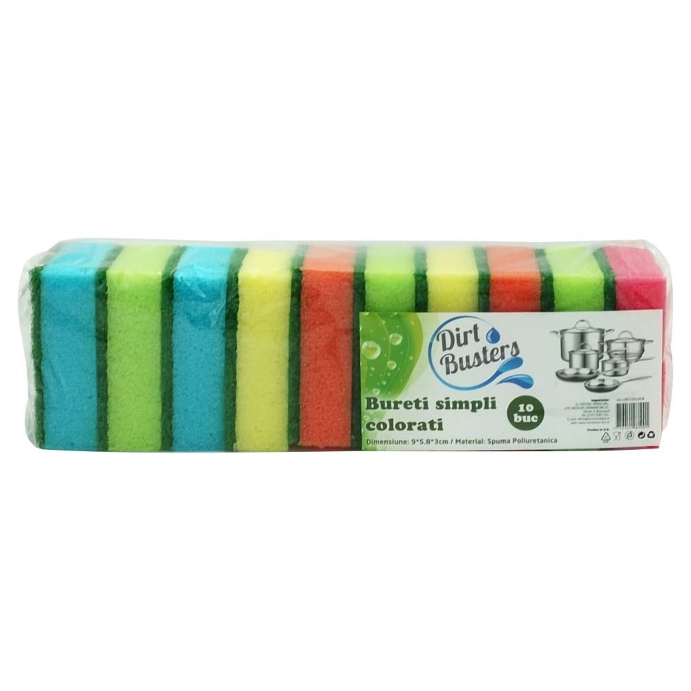 Dirt Busters Set Bureti pentru Vase, Spuma Poliuretanica de Inalta Densitate, Suprafata Universala, Multicolor, 10 Bucati