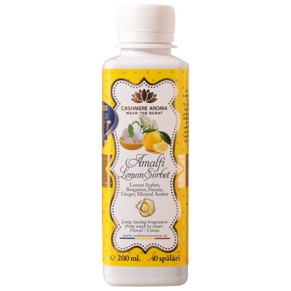 Cashmere Aroma, Parfum pentru Rufe, Amalfi Lemon Sorbet, Formula Concentrata, Solutie Lichida, Pana la 40 Spalari, 200 ml