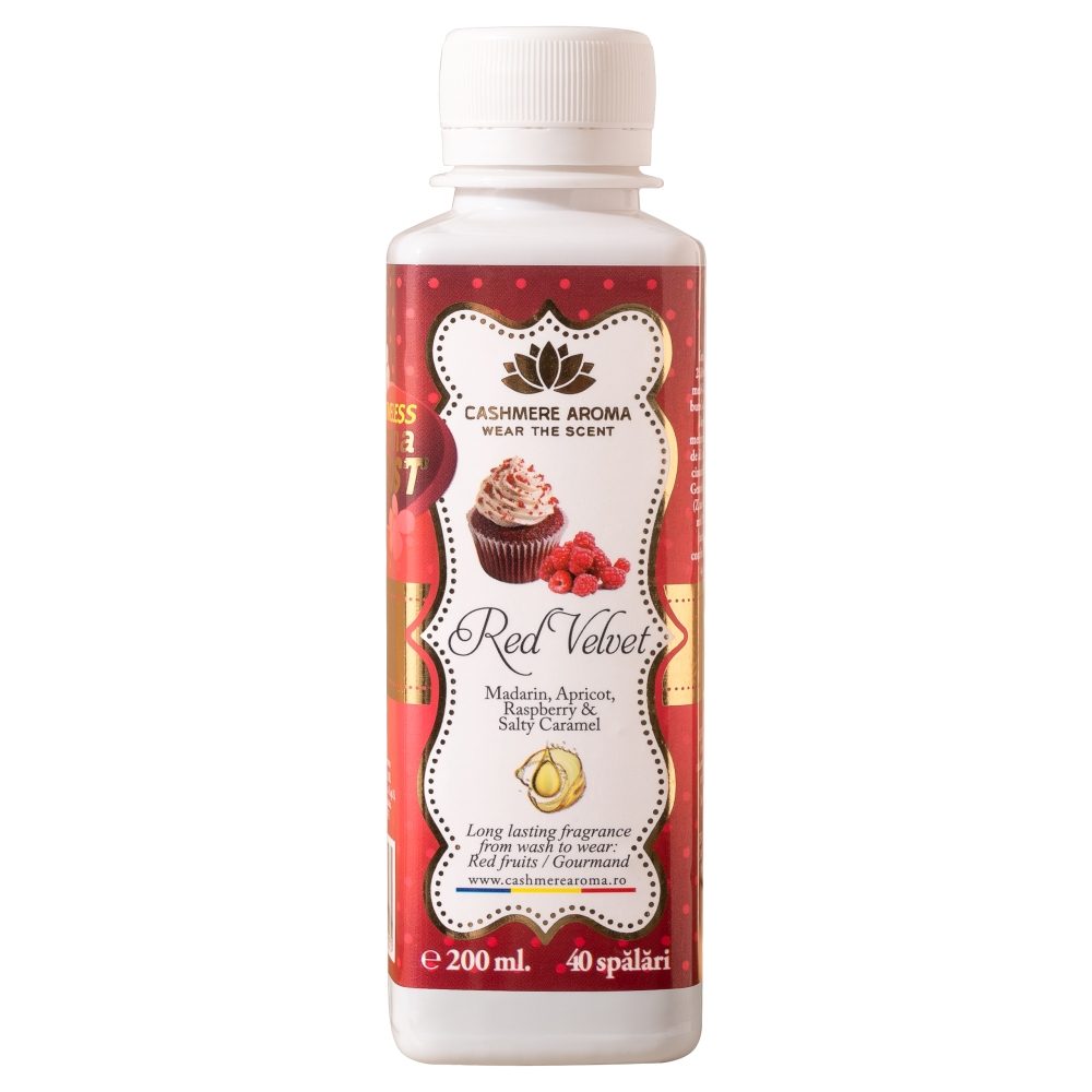 Cashmere Aroma Parfum pentru Rufe Red Velvet, Esență Concentrată cu Aromă de Zmeură, Formulă Lichidă pentru Mașină de Spălat, 200 ml, 40 Spălări
