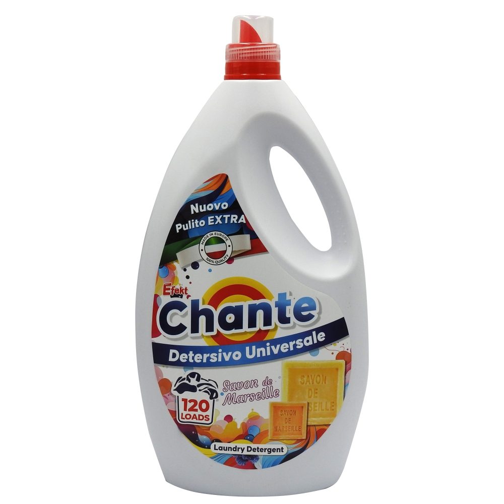 Chante Clair, Detergent Lichid Gel pentru Rufe, Formula Universala Concentrata, Eficient la Temperaturi Scazute, 120 Spalari, 4.8 L
