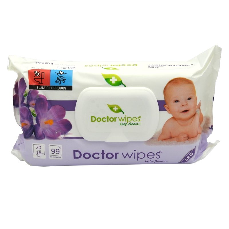 Doctor Wipes Servetele Umede Igienizante, Aroma Fresh, Inchidere cu Capac din Plastic, 72 Bucati