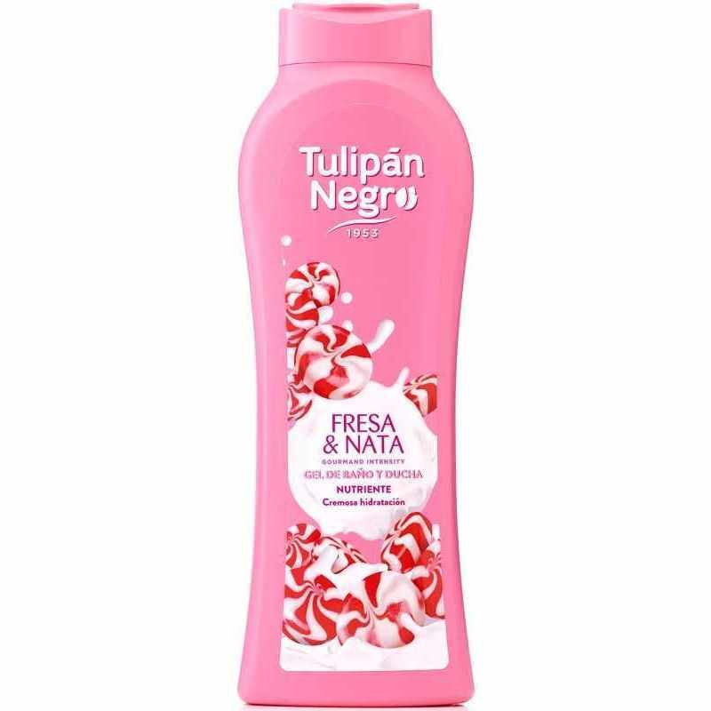 Tulipan Negro, Gel de Dus, Aroma Fresa Nata si Bubble Gum, Hidratare Piele Normala, Textura Gel, 650 ml