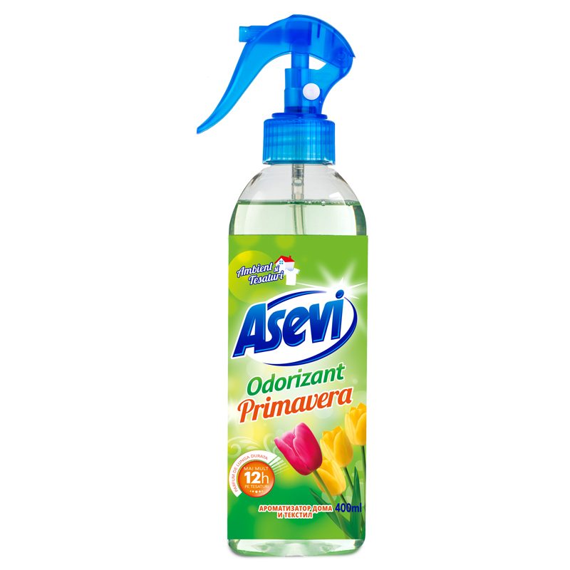 Asevi Odorizant Spray pentru Camera, Parfum Concentrat Primavera, Neutralizator Mirosuri Neplacute, Formula Lichida, 400 ml
