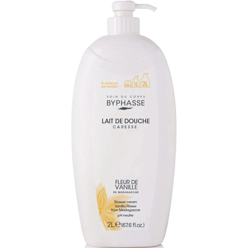 Byphasse Gel de Dus Hidratant, Extract de Iasomie si Vanilie, pH Neutru, Formula Clasica pentru Intreaga Familie, 2000 ml