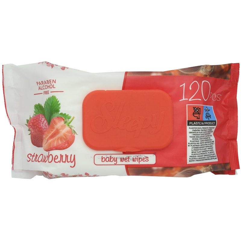 Sleeppy Servetele Umede, Igiena Si Curatare Delicata, Aroma Capsuni, Pachet Cu Capac, 120 Bucati