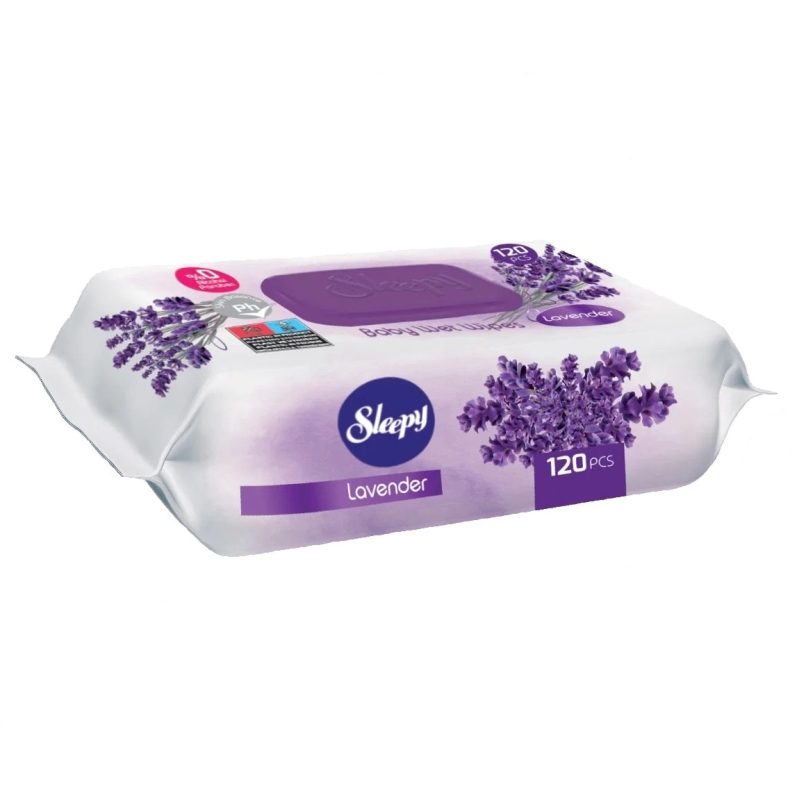 Sleepy Servetele Umede cu Extract de Lavanda, Formula Delicata pentru Piele Sensibila, Inchidere cu Capac, Set 120 Bucati