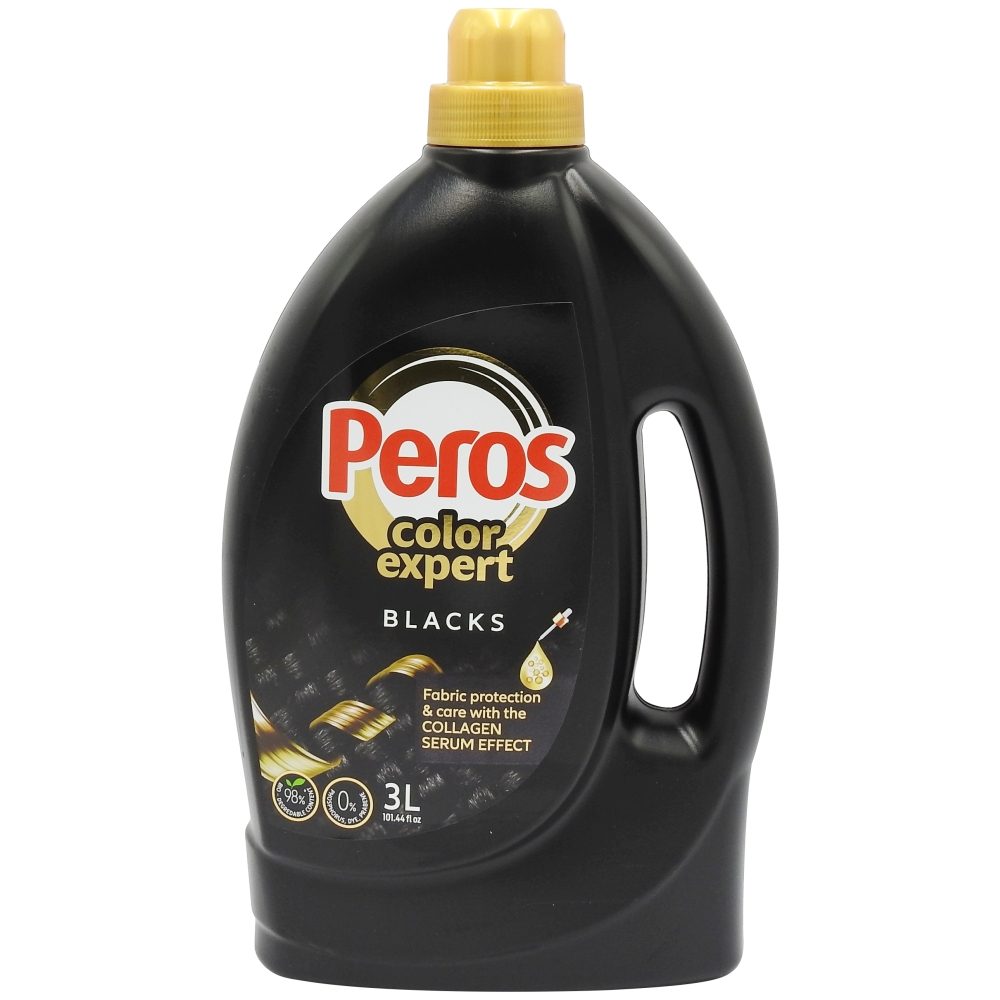 Peros Detergent Lichid Black Pentru Rufe Colorate, Formula Protectie Fibre Si Culori, Parfum Fresh, 50 Spalari, 3 L
