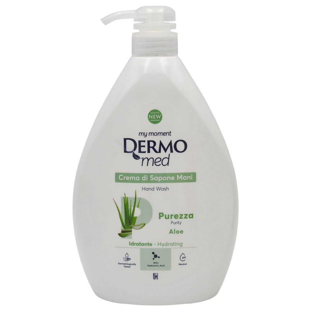 Săpun Lichid Dermomed, Curățare Hidratantă cu Aloe Vera și Rodie, Formulă Tip Gel pentru Corp și Mâini, Flacon 1 L
