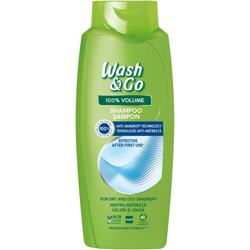 Wash&Go Sampon Antimatreata pentru Par Fragil, Formula de Curatare Profunda si Revigoranta, Format Lichid, 675 ml
