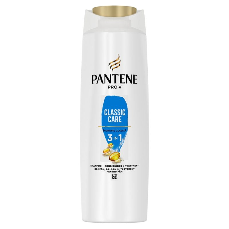 Pantene Sampon 3 in 1 Clasic Care, Curatare, Balsam si Tratament, Nutritie si Protectie pentru Par Normal, 200 ml