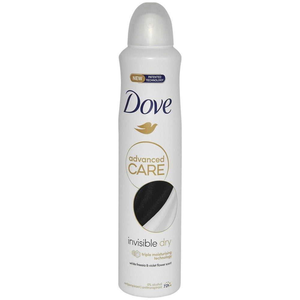 Dove Antiperspirant Spray Invisible Dry, Protectie 72 Ore Fara Urme Albe, Formula cu Hidratare, 200 ml