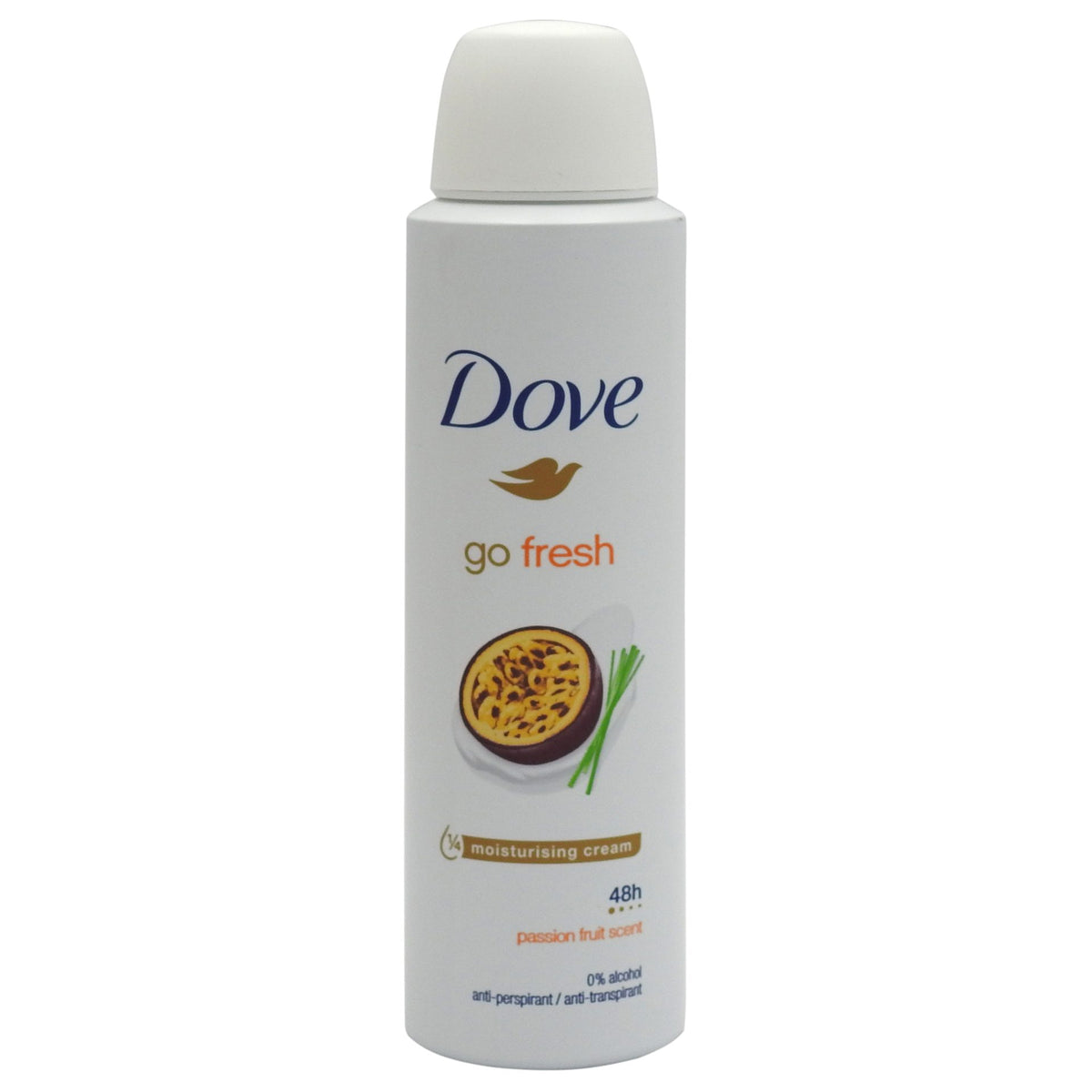 Dove Antiperspirant Spray Go Fresh Passion Fruit Lemongrass, Protecție 48 Ore și Hidratare, Femei, 150 ml
