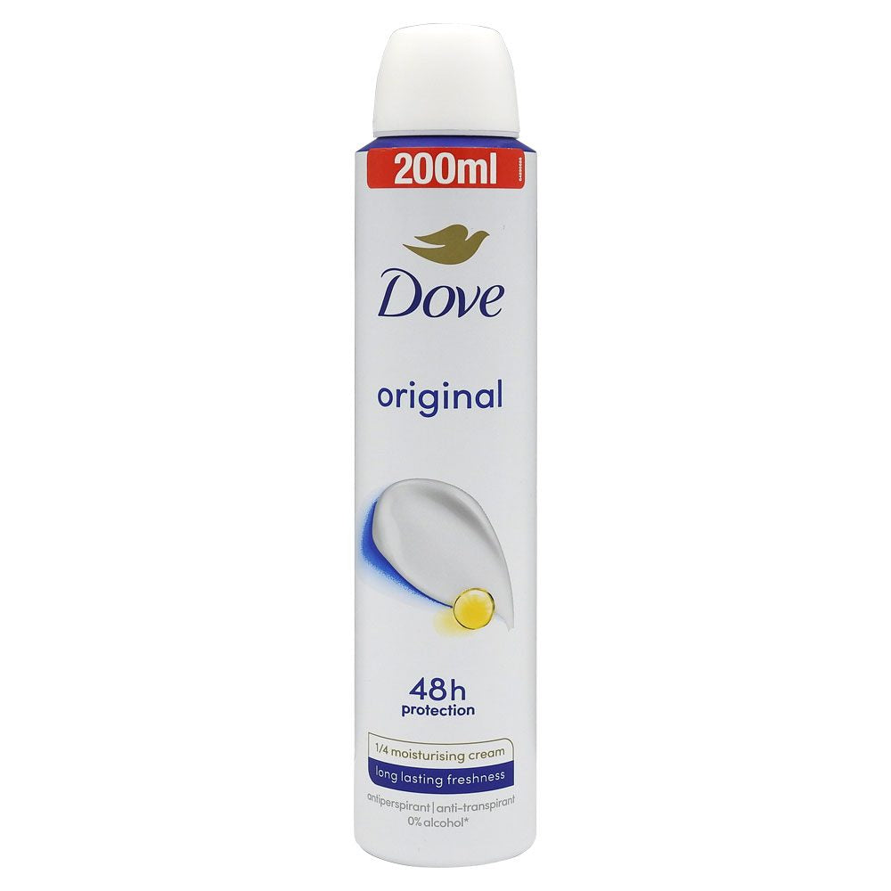 Dove Antiperspirant Spray Original Woman, Protecție 48 Ore cu Formulă Hidratantă, Parfum Fresh, Pentru Femei, 200 ml