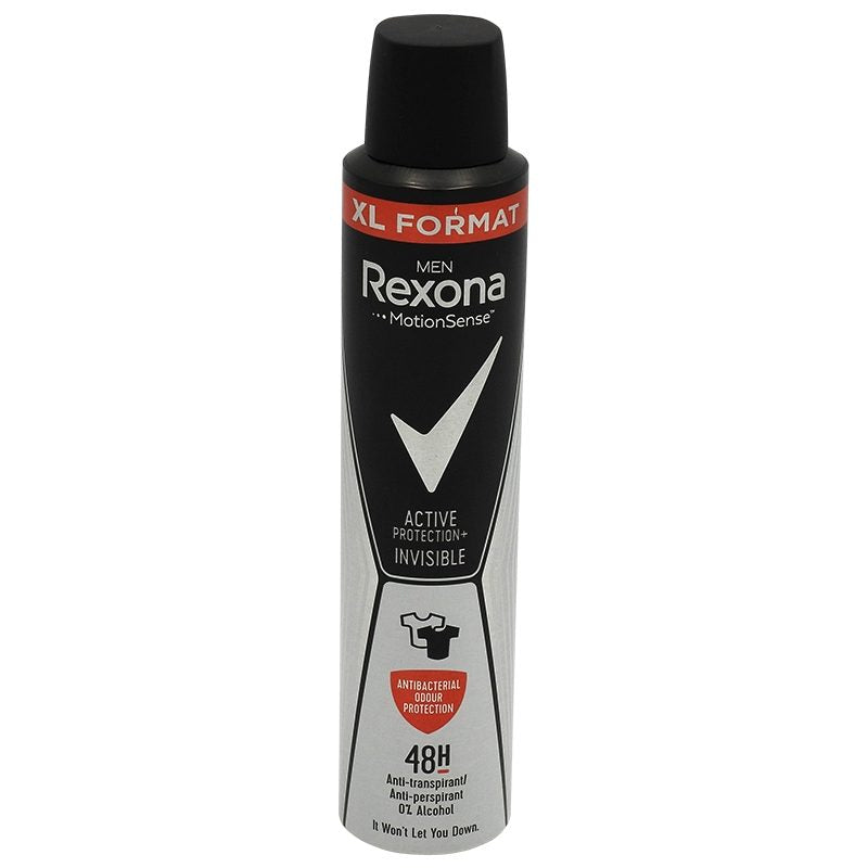 Rexona Antiperspirant Deo Spray Invisible Pure Black and White, Protectie Anti-Pete Albe si Galbene, 200 ml