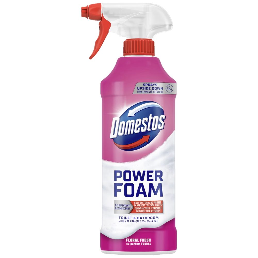 Domestos Spray Spuma Antibacterian, Dezinfectant Pentru Baie Si Bucatarie, Parfum Floral, 435 ml