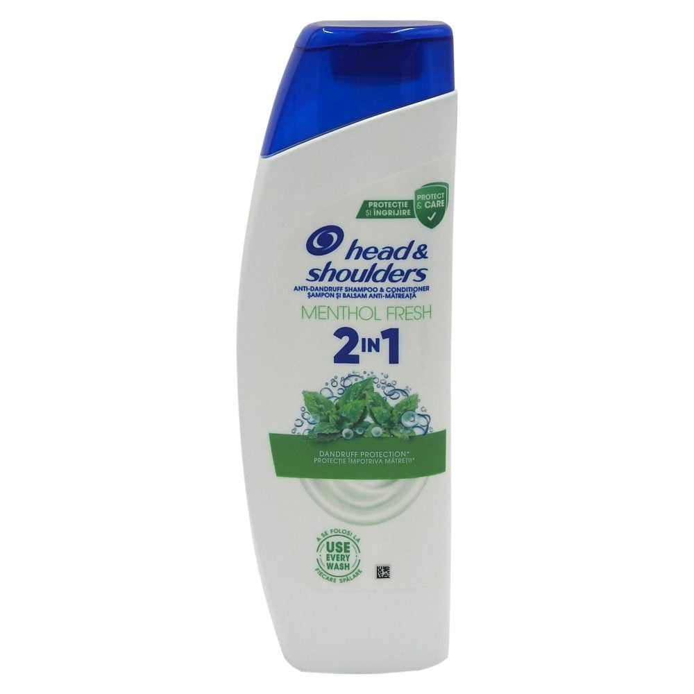 Head & Shoulders Șampon și Balsam 2 în 1 Menthol, Formulă Anti-Mătreață pentru Păr Normal, Efect Revigorant, 330 ml