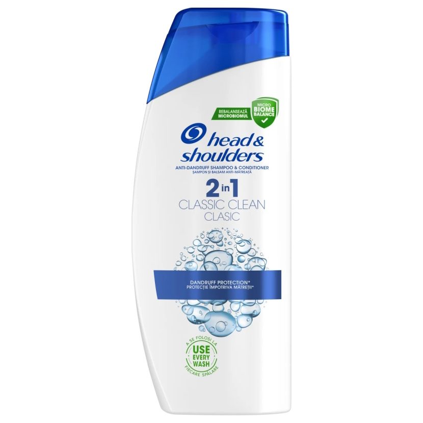 Head & Shoulders Sampon si Balsam 2 in 1 Classic Clean, Tratament Anti-Matreata, Formula Revigoranta cu Menta, Pentru Par Normal, 500 ml
