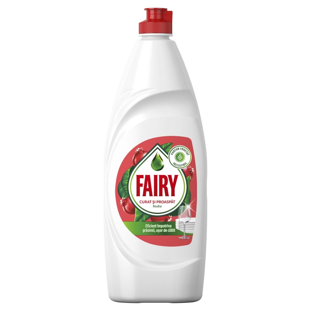 Fairy Detergent Lichid pentru Vase, Formula Concentrata Degresanta, Fara Fosfati, Aroma de Rodie, 750 ml