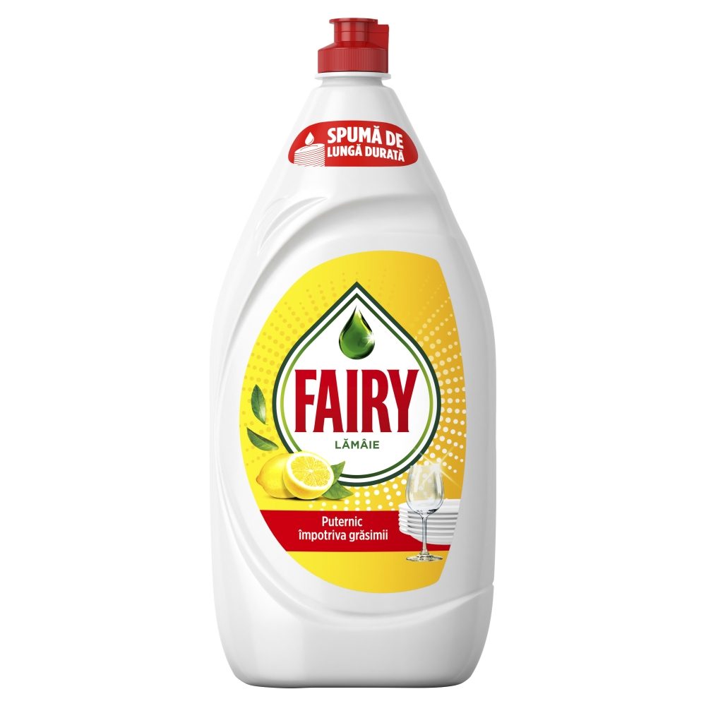 Fairy Detergent Lichid pentru Vase, Formula Concentrata Fara Fosfati, Putere de Degresare, Aroma Lamaie, 1.35 L