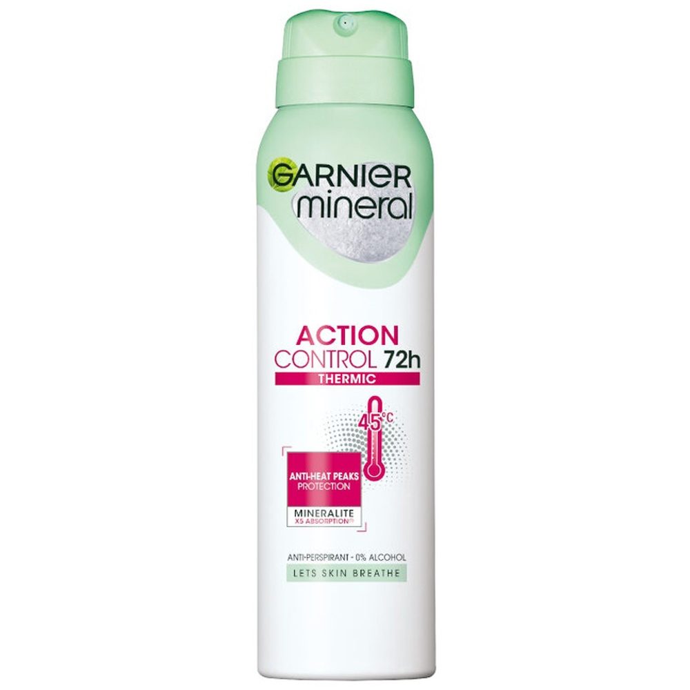Garnier Mineral Action Control Thermic, Antiperspirant Deo Spray Femei, Protecție 72h, Formulă Minerală, 150 ml