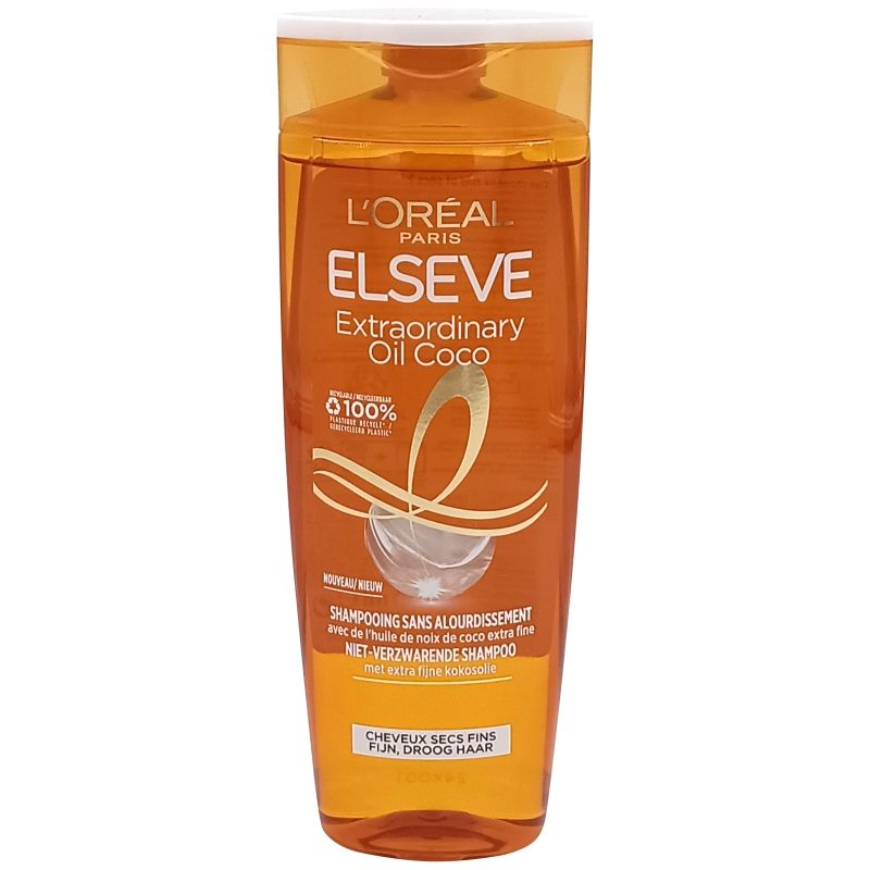 L'Oreal Paris Elseve Sampon Extraordinary Oil Cocos pentru Par Uscat, Hidratare si Nutritie cu Ulei de Cocos, Textura Lichida, 300 ml