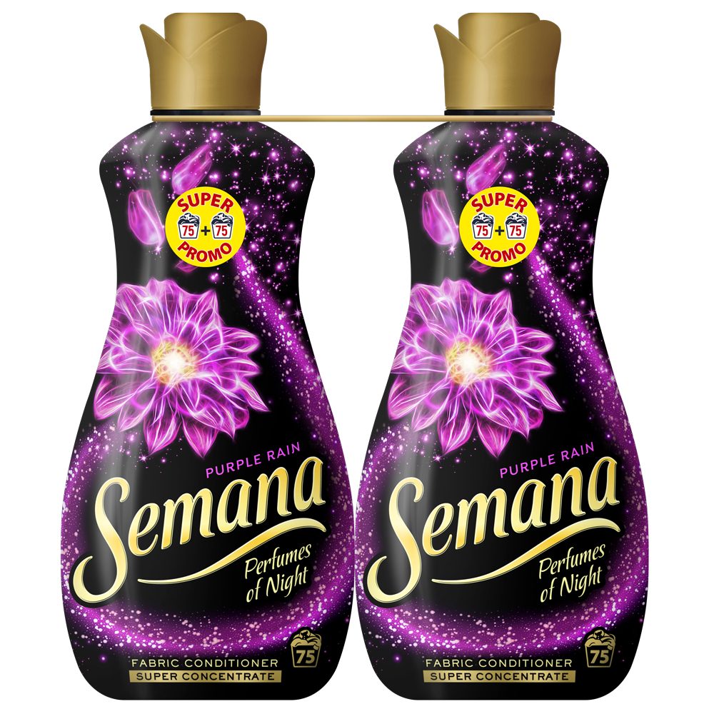 Balsam pentru Rufe Semana Purple Rain, Tehnologie de Parfumare Premium, Parfum Floral Intens, 2 x 1.65 L