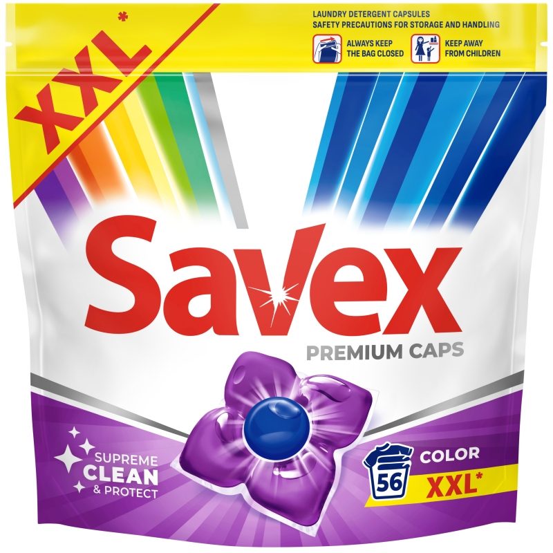 Savex Color, Detergent Capsule pentru Rufe, Protecție Culoare, 56 Bucăți