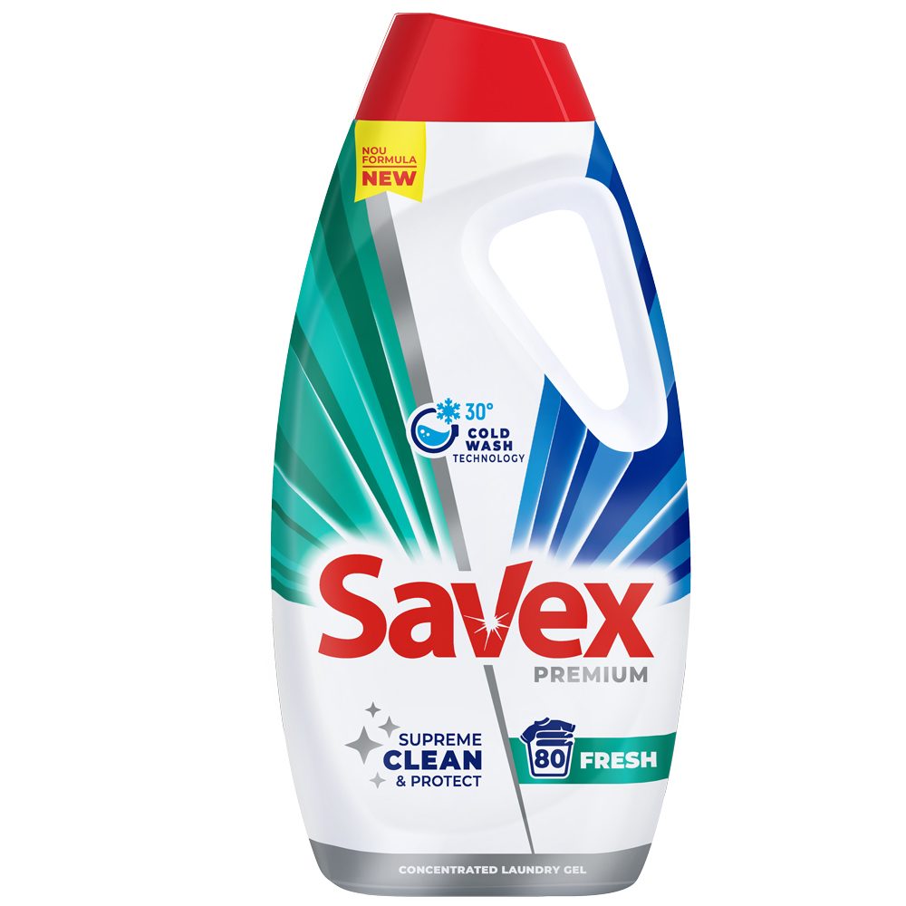 Savex Fresh, Detergent Lichid pentru Rufe, Formula Proaspata, 80 Spalari, 3.6 L