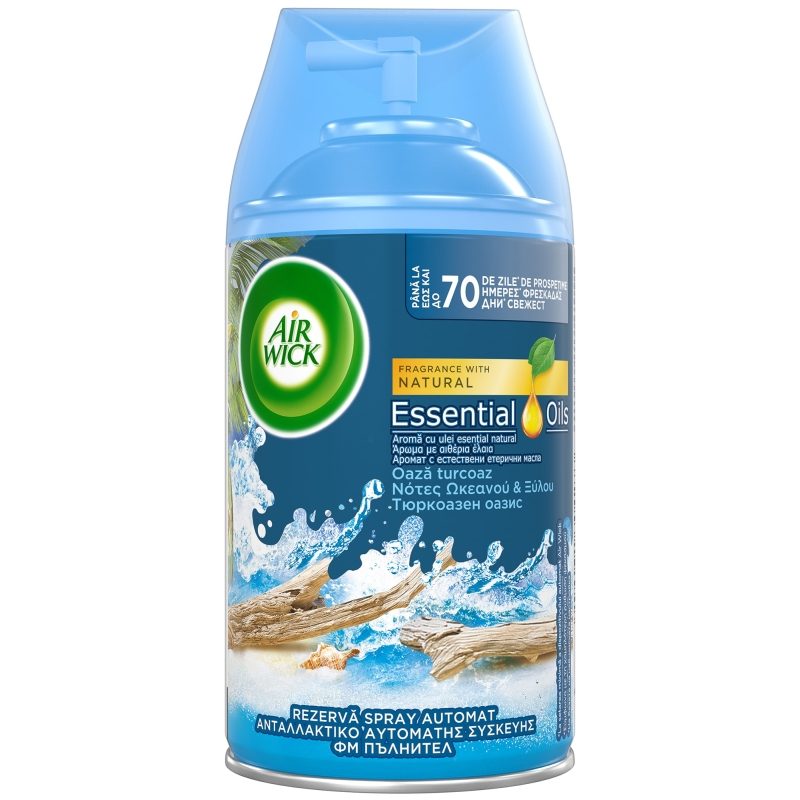 Air Wick Rezerva Odorizant Camera, Spray Automat Freshmatic, Parfum Oaza Turcoaz, 250 ml